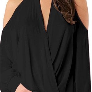 Black cold shoulder blouse